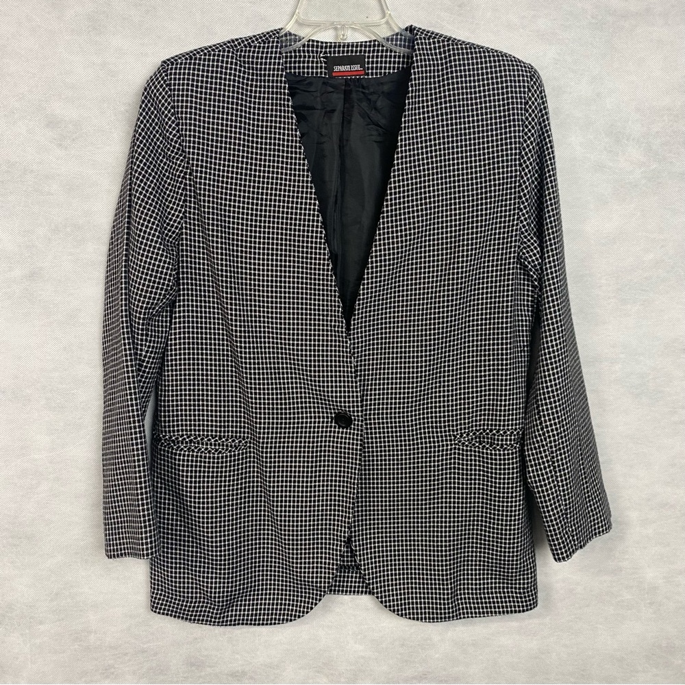 Black & White Houndstooth One-Button Blazer